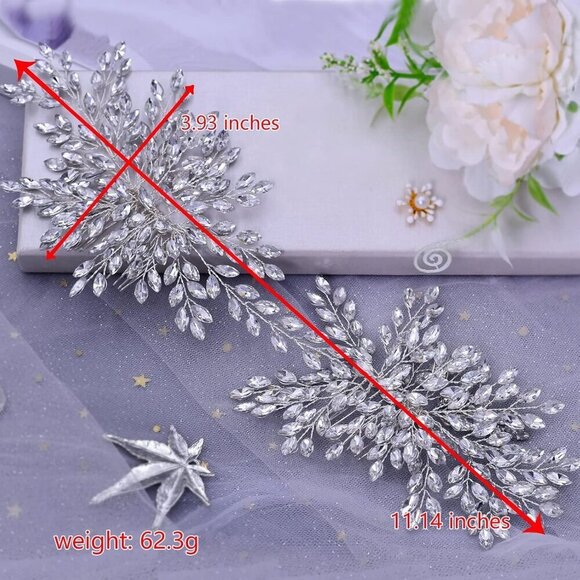 Wedding Hair Comb Rhinestone Crystal Bridal Headpiece for Women Girls Silver main image 4